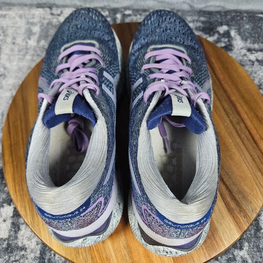 ASICS GEL-Nimbus 24 Shoes Womens 8.5 Purple Speckle Running Sneaker 1012B370